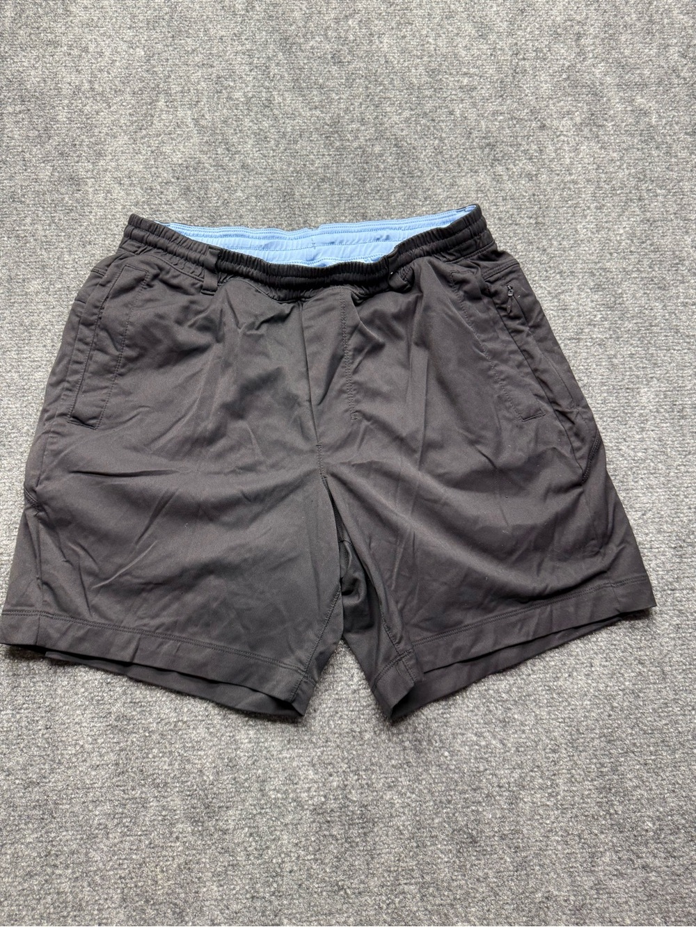 Birddogs Men's Large Black Athletic Shorts lined Light Blue Waistband
